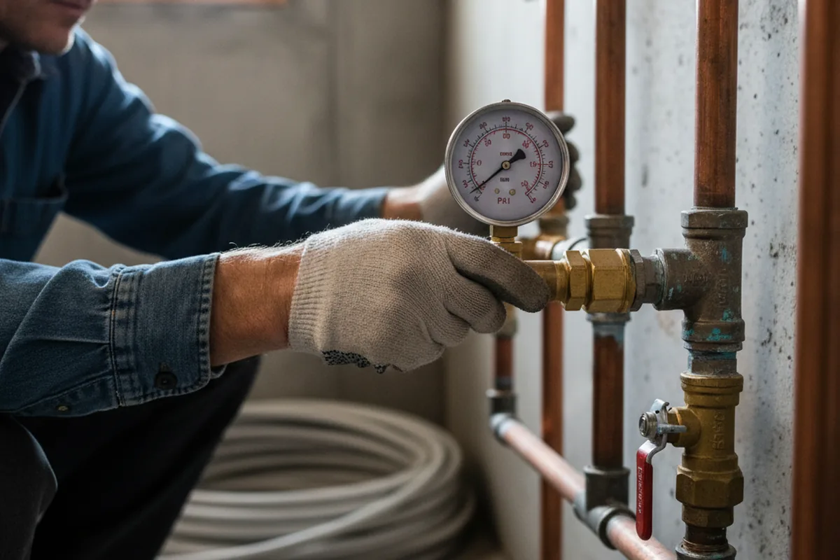 Pressure testing a repaired line during Water Line Repair in Lenhartsville